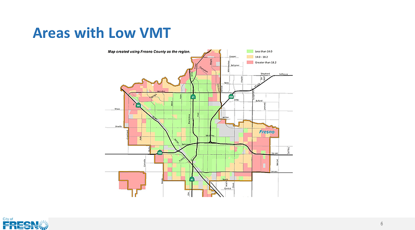 Areas with low VMT