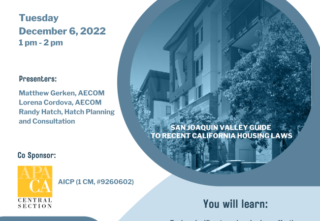 San Joaquin Valley REAP Workshop Series – Recent California Housing Laws