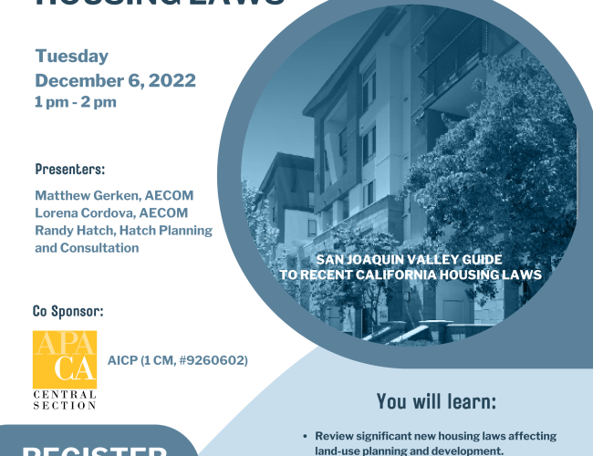 San Joaquin Valley REAP Workshop Series - Recent California Housing Laws