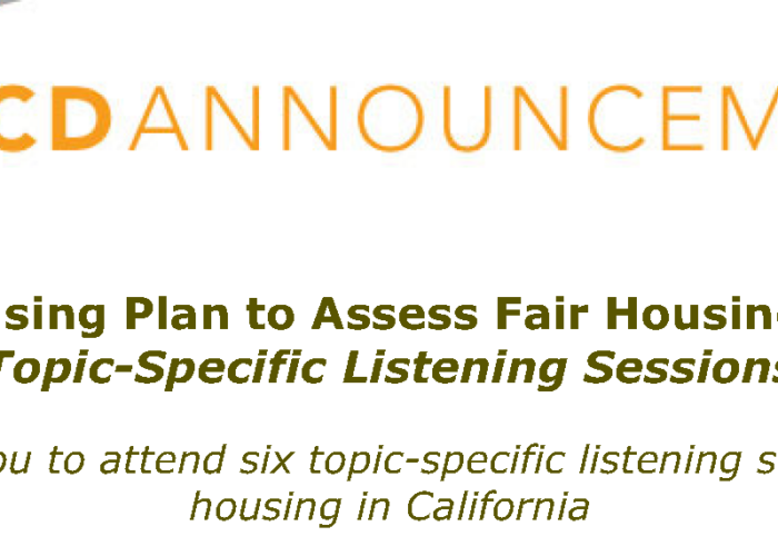 CA HCD Fair Housing Plan to Assess Fair Housing Choice Topic-Specific Listening Session Series - Mobilehome Parks