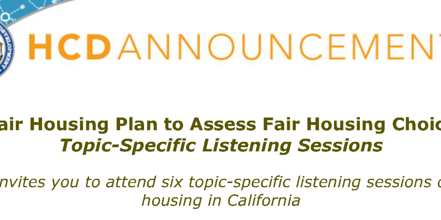 CA HCD Fair Housing Plan to Assess Fair Housing Choice Topic-Specific Listening Session Series – Mobilehome Parks